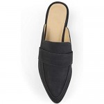 Brinley Co. Womens Faux Leather Slip-on Almond Toe Mules
