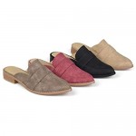 Brinley Co. Womens Faux Leather Slip-on Almond Toe Mules