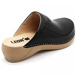 LEON 3100 Leather Slip-on Womens Ladies Mule Clogs Slippers Shoes