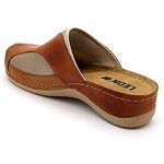 LEON 912 Leather Slip-on Womens Ladies Mule Clogs Slippers Shoes