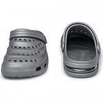 MURDESOT Mens Womens Garden Clogs Sandals Slip on Mules Slippers Air Cushion Water Shoes Dark Grey Size Women 13.5/Men 12