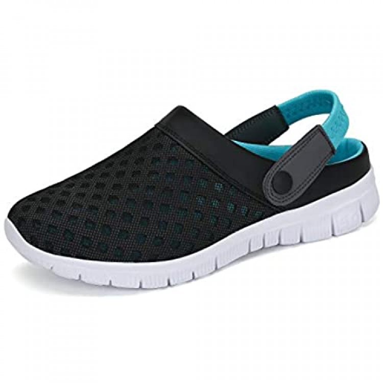 SAGUARO Womens Mens Mesh Breathable Casual Sneakers Clog Mule Ultra Lightweight Slip on Walking Shoes Blue 7 Women/6 Men