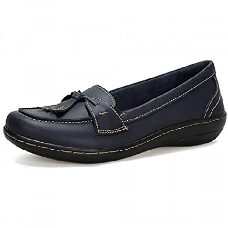 Flats Shoes Loafers for Women Classic Leather Loafers Casual Slip-On Boat Shoes Fashion Comfort Flat Driving Walking Moccasins Soft Sole