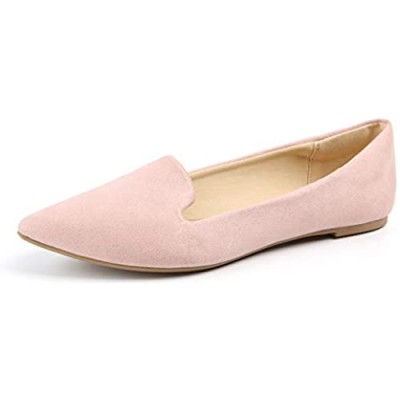 MUSSHOE Ballet Flats for Women Comfortable Women's Flats Memory Foam Slip on Pointed Toe Flats Shoes Women Old Pink 10