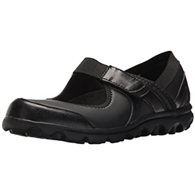 Propet Women's Onalee Mary Jane Flat Black Smooth 9.5 Wide