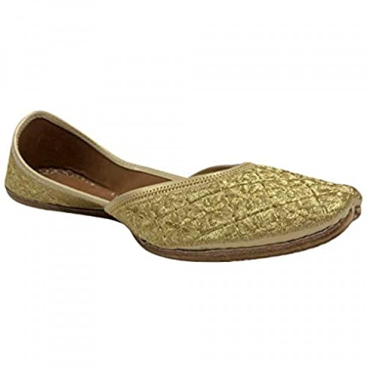 Stop n Style Gold Punjabi Jutti for Womens Pakistani Mojari Shoes Punjabi Shoes Online Jutti