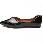 URELEGAN Women Pointed Toe Dress Flats Shoes Patent Leather Comfortable Ballet Flats