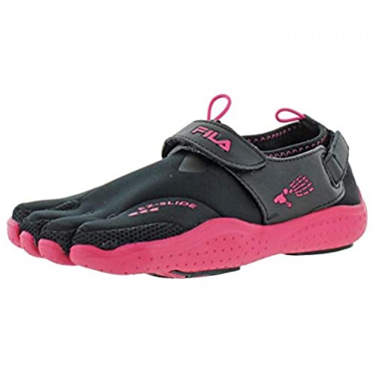 Fila Womens Skeletoes Ez Slide Drainage Five Finger Shoe Black/Pink Size 5