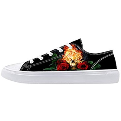 FIRST DANCE Unique Skull Print Shoes for Men Woman Canvas Shoes for Teenagers Boys Girls Fashion Sneakers