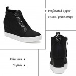 katliu Women's Wedge Sneakers Platform Wedge Shoes Animal Print Booties