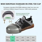 KINOW Men Steel Toe Safety Work Shoes Slip Resistant Construction Sneakers for Women