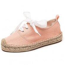 U-lite Casual Canvas Lace-up Flats Shoes Non-Slip Platform Espadrilles Sneakers for Women Girls