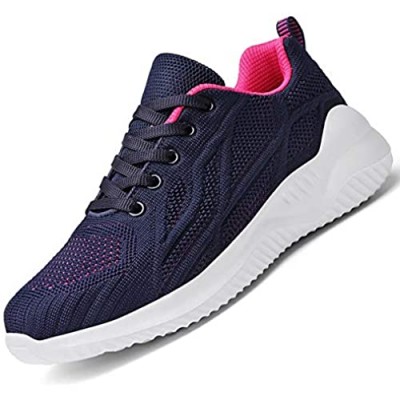 Huacud Women's Running Shoes Knitted Sneakers Ultra Lightweight Work Shoes Non Slip Athletic Walking Tennis Shoes