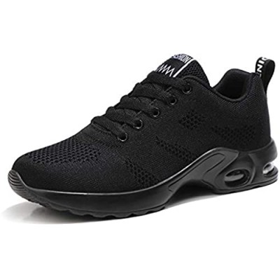 Women's Road Running Shoes Cushion Shoes Shock Absorption Marathon Air Breathable Sneakers White Gym Walking Running Shoes mesh Black