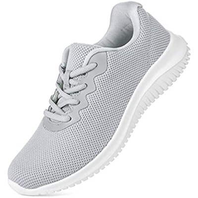 Akk Womens Lightweight Walking Shoes - Comfort Tennis Fashion Sneaker Casual Lace Up Non Slip Athletic Shoes for Gym Running Work Out Grey Size 9.5