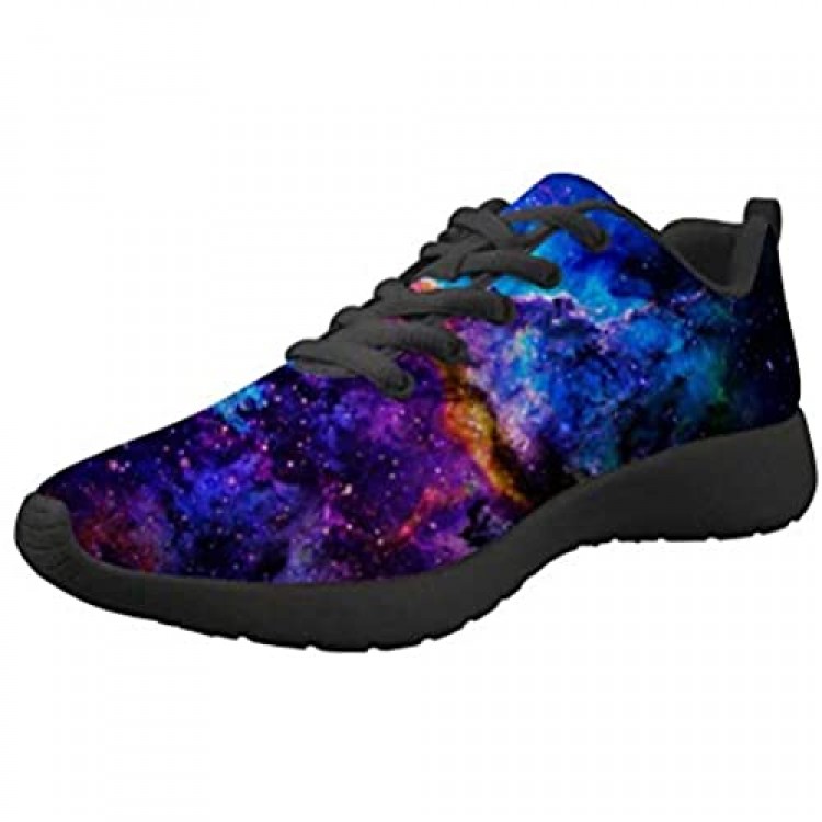 Dellukee Galaxy Print Walking Shoes Women Casual Mesh Colorful Durable Breathable Lace Up Fashion Sneaker