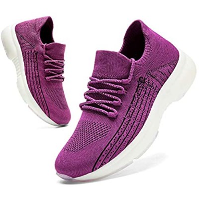 HIIGYL Womens Sneakers Tennis Running Athletic Slip On Mesh Sock Shoes Comfortable Lightweight Breathable