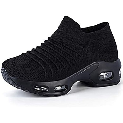 Women's Walking Shoes Sock Sneakers- Mesh Slip On Air Cushion Nursing Shoes Platform Loafers Breathable Lightweight Comfortable Spinning Ballroom Shoes