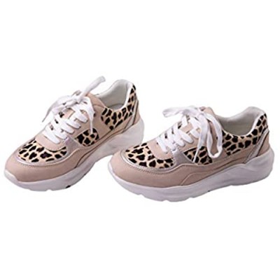 YUE L STAR Ladies Leopard Print Sneakers Casual All-Match Walking and Running Fashion Shoes