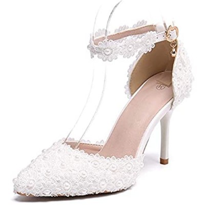 Women's Dress Sandals Fashion High Heels Fringed Lace-up Sandals Wedding Heels Peep High Heels Bridal Shoes Satin Evening Party Prom Dress Shoes Pumps (9 White Numeric_9)