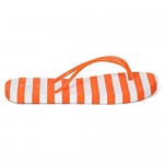 Alrisco Women PVC Striped Thong Flip Flop Sandal HH47