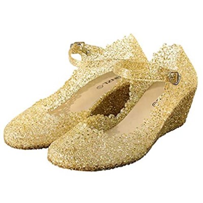 Sicneka Women's Crystal High Heels Jelly Wedge Sandals Glass Slipper Shoe