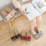 ba knife Women's House Non-Slip Slippers Thick Flax Bowknot Sandals for Indoor Outdoor Breathable Shoes