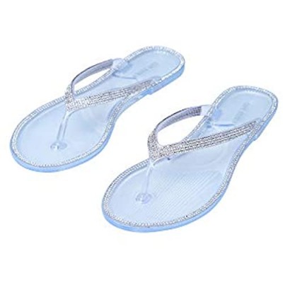 Cape Robbin Crystalholic Jelly Flips Flops Sandals for Women Flat Slides Womens Mules Slip On Shoes