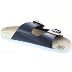Gold Toe Womens Trixie Double Buckle Platform Sandal Shoes Casual Slip On Open Toe Flip-Flop Flat Slides