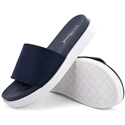 MaxMuxun Women's Open Toe Slip On Summer Comfort Footbed Slides Sandals