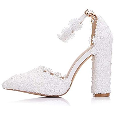 White Lace Women Wedding Bride High-Heeled Sandals Shoes